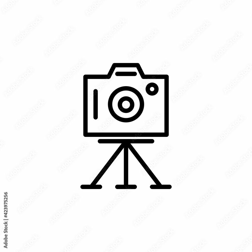 Camera icon with tripod in line style. Vector Camera icon with tripod in line style. Vector