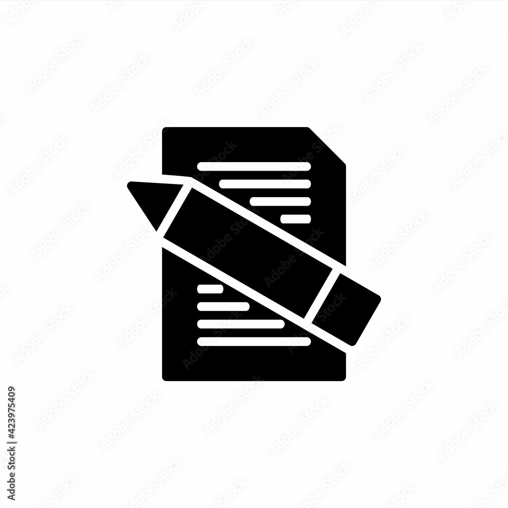 Note with pencil icon in glyph style Note with pencil icon in glyph style
