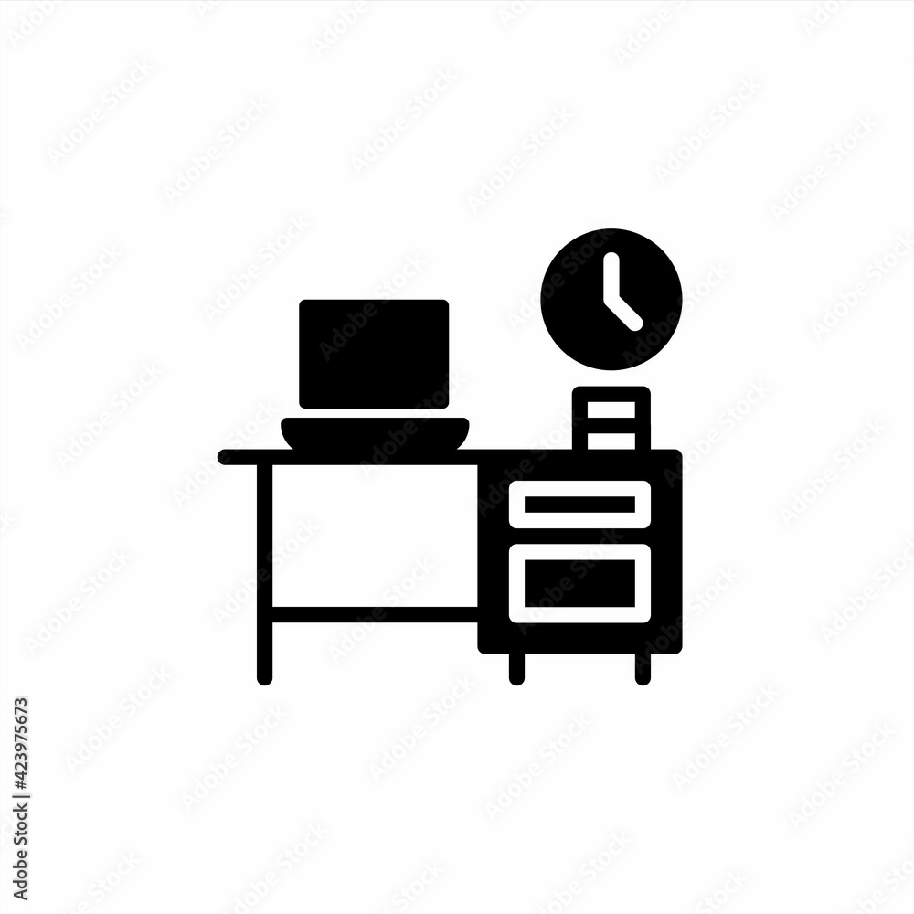 Desk in office space icon in glyph style. Vector Desk in office space icon in glyph style. Vector