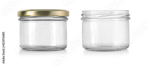 empty glass jar isolated on white