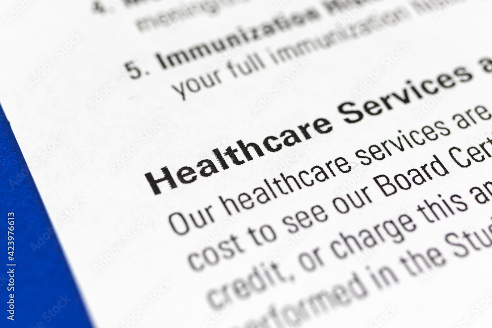 Healthcare document or form close-up background Healthcare document or form close-up background