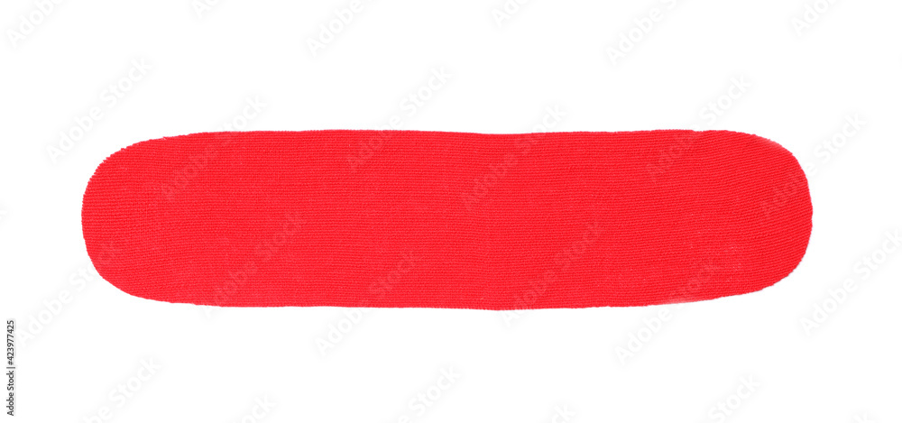 Red kinesio tape piece on white background, top view Red kinesio tape piece on white background, top view