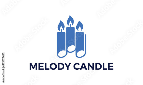 melody and candle logo vector icon illustration