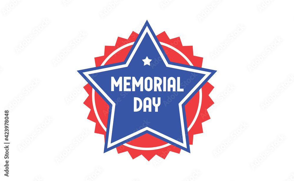 Fototapeta premium Memorial day badge design. United states veteran national holiday. Red, white and blue american flag colors.