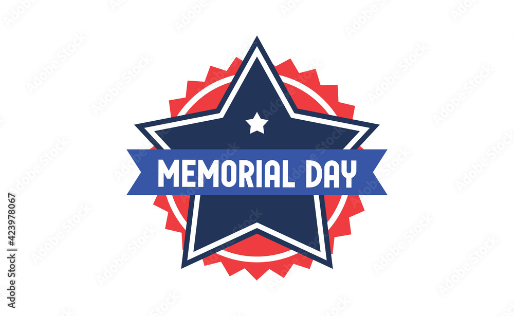Obraz premium Memorial day badge design. United states veteran national holiday. Red, white and blue american flag colors.