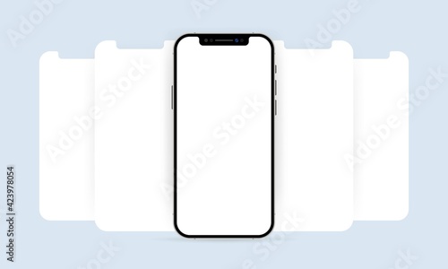 Realistick smartphone with carousel screen mock up. Screenshoot concept. Can be used for business, marketing and advertising. Vector EPS 10. Isolated on white background