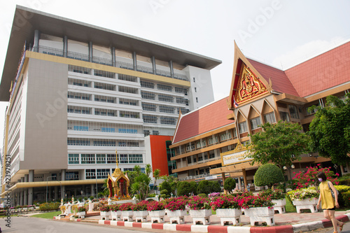 Metta Pracharak Hospital or Wat Rai Khing Hospitals for thai people and foreign patient come to meet nurse and doctor for treat and cure at Raikhing city on March 13, 2021 in Nakhon Pathom, Thailand photo