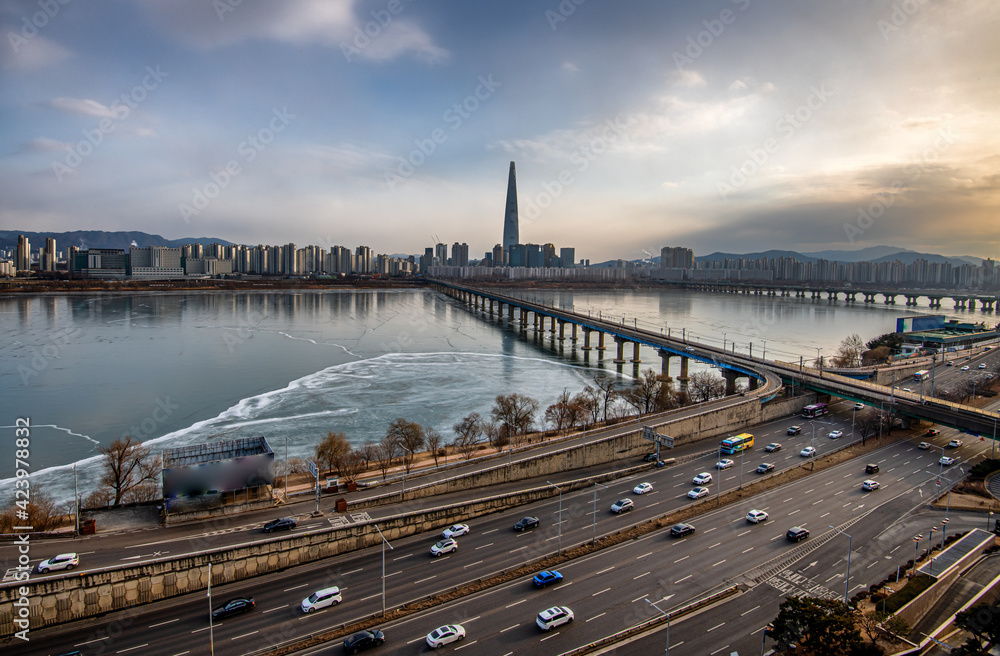 view of Han river in Seoul South Korea