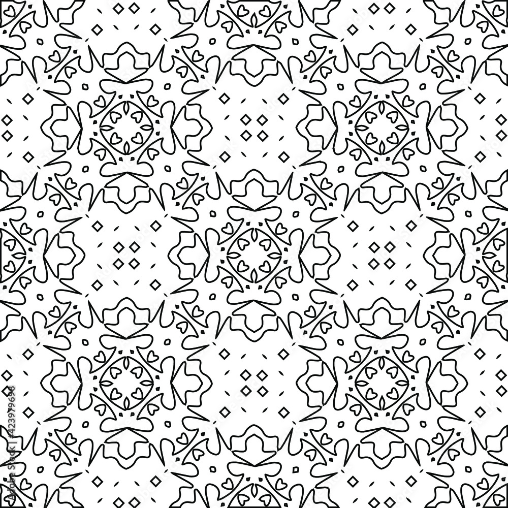 Geometric vector pattern with triangular elements. Seamless abstract ornament for wallpapers and backgrounds. Black and white colors. 