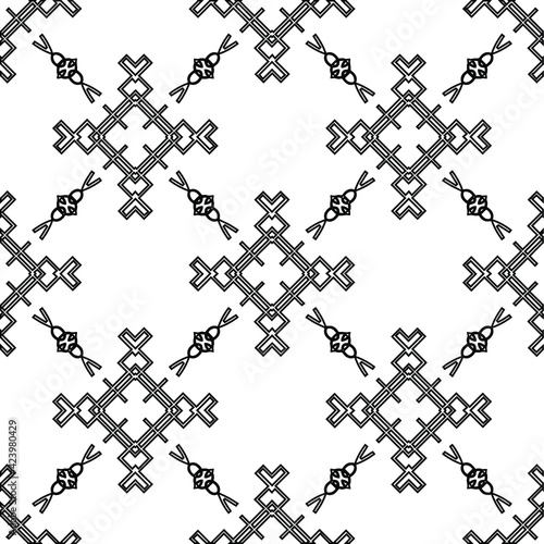 Geometric vector pattern with triangular elements. Seamless abstract ornament for wallpapers and backgrounds. Black and white colors. 