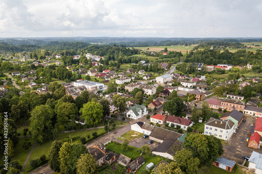 Aerial view of Dagda town, Latvia