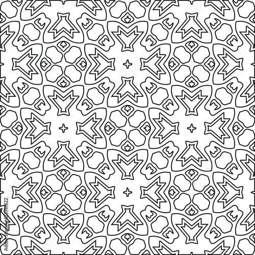 Geometric vector pattern with triangular elements. Seamless abstract ornament for wallpapers and backgrounds. Black and white colors. 