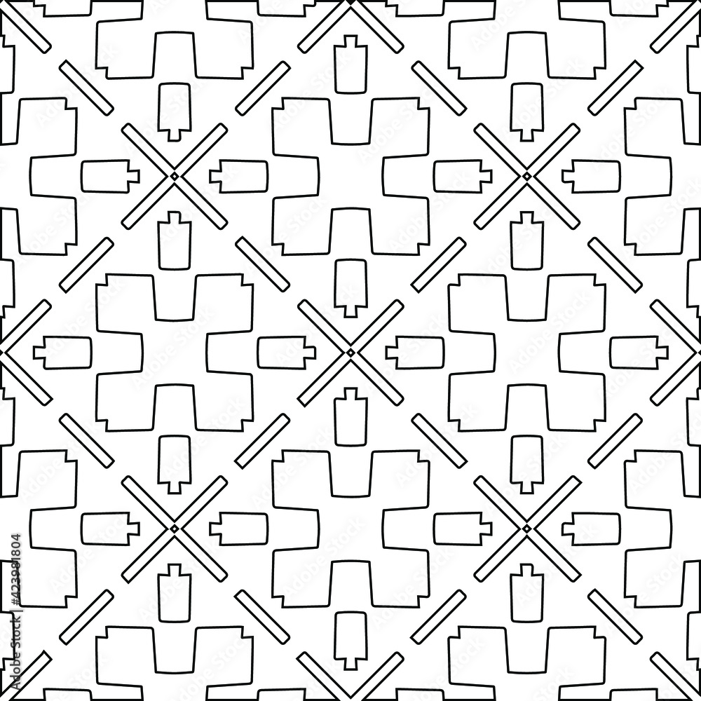 Geometric vector pattern with triangular elements. Seamless abstract ornament for wallpapers and backgrounds. Black and white colors. Geometric vector pattern with triangular elements. Seamless abstract ornament for wallpapers and backgrounds. Black and white colors.