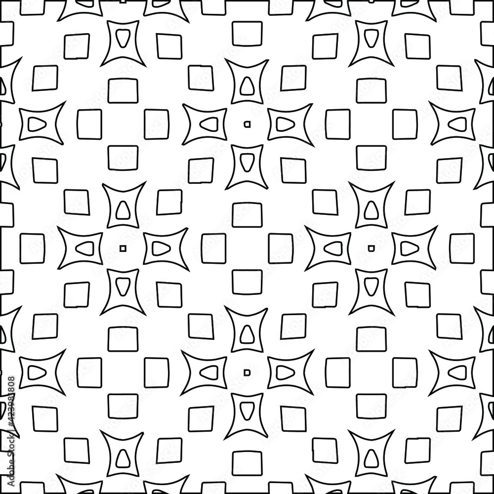 Geometric vector pattern with triangular elements. Seamless abstract ornament for wallpapers and backgrounds. Black and white colors. 