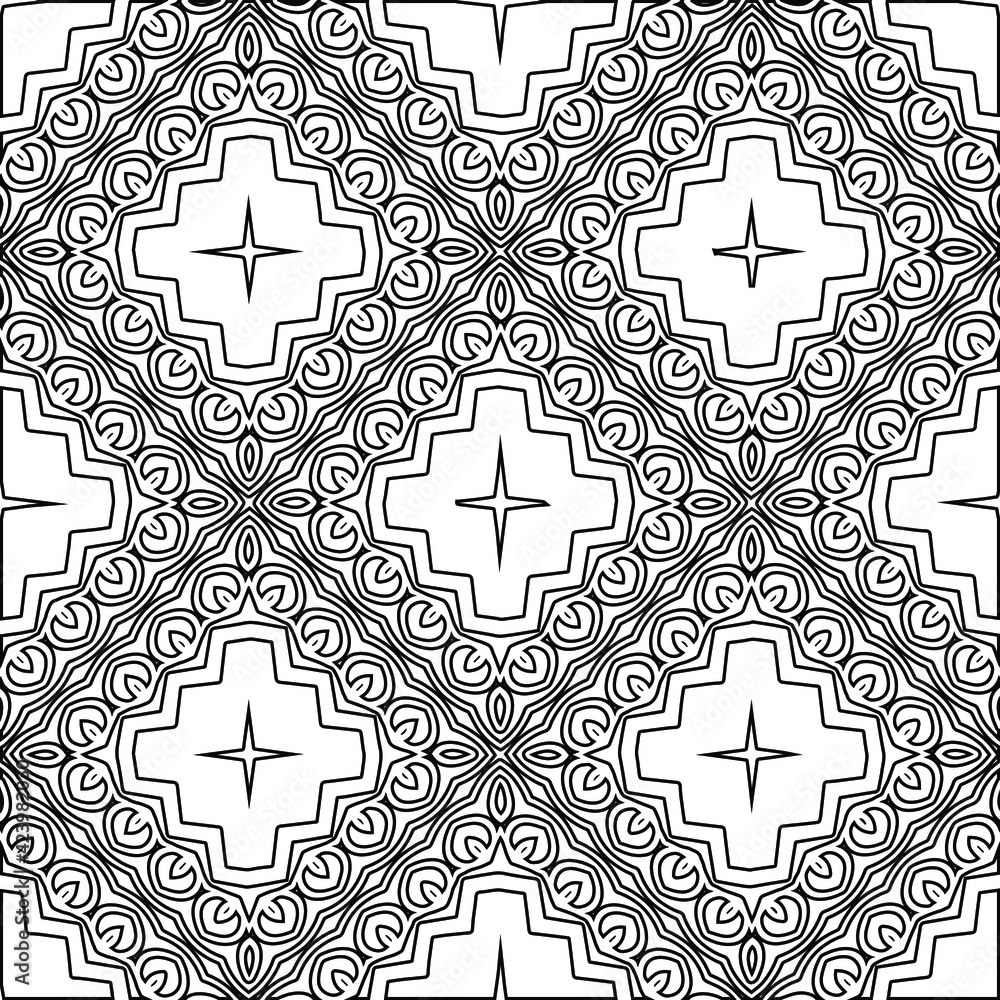 Fototapeta premium Geometric vector pattern with triangular elements. Seamless abstract ornament for wallpapers and backgrounds. Black and white colors.