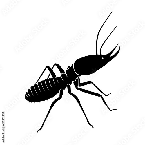 Termite on isolated whited background.Anti-termite red and blue icon on vector illustration