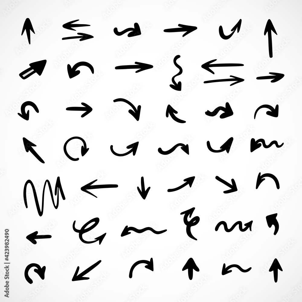 Vector set of hand-drawn arrows, elements for presentation Vector set of hand-drawn arrows, elements for presentation