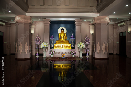 Wat Panyanantaram or Panya Nantaram temple for thai people and foriegn travelers travel visit and respect praying deity god buddha and holy at Khlong Luang on March 13, 2021 in Pathum Thani, Thailand photo