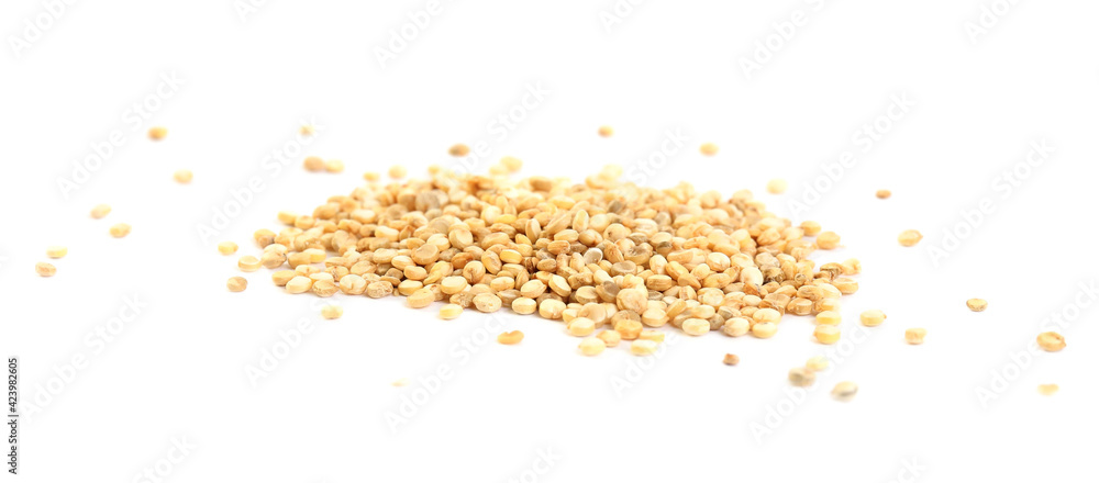 Pile of raw quinoa grains on white background Pile of raw quinoa grains on white background