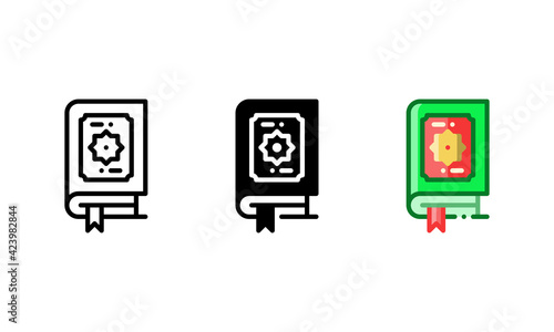 Obraz na plátně Quran icon. With outline, glyph, and filled outline styles