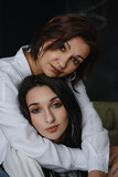 love and tender warm feelings, two adult women, mother and daughter embrace