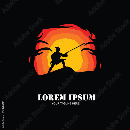 Silhouette of female swordsman