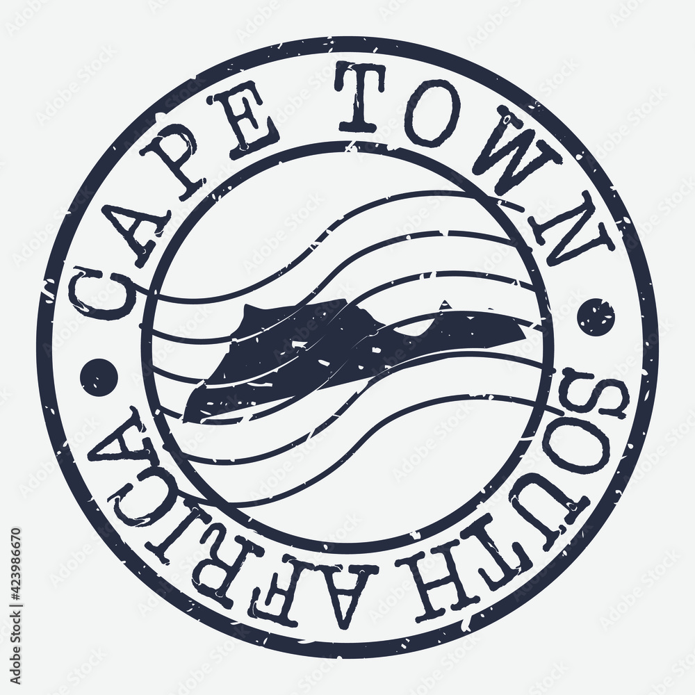 Obraz premium Cape Town, South Africa Stamp Postal. Silhouette Seal. Passport Round Design. Vector Icon. Design Retro Travel. National Symbol.
