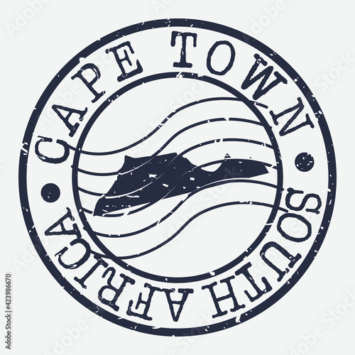 Cape Town, South Africa Stamp Postal. Silhouette Seal. Passport Round Design. Vector Icon. Design Retro Travel. National Symbol.