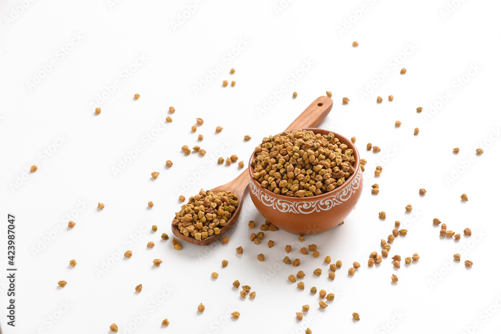 chickpeas ( Gram) in wood bowl with spoon chickpeas ( Gram) in wood bowl with spoon