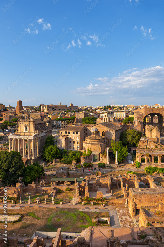 Rome Cityscape With Ruins Of Roman Forum