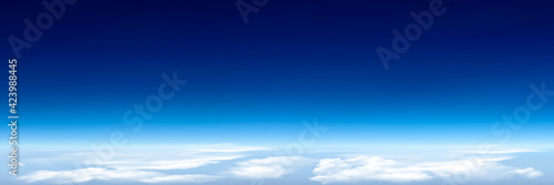 realistic clouds on blue background. top view of clouds. vector graphics.