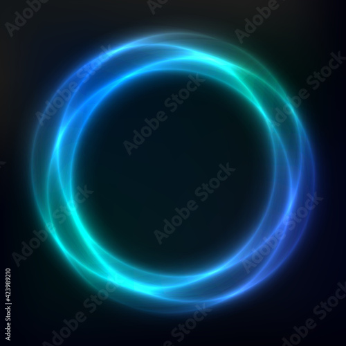 Vector background of neon geometric shapes, round frame, abstract background, wallpaper