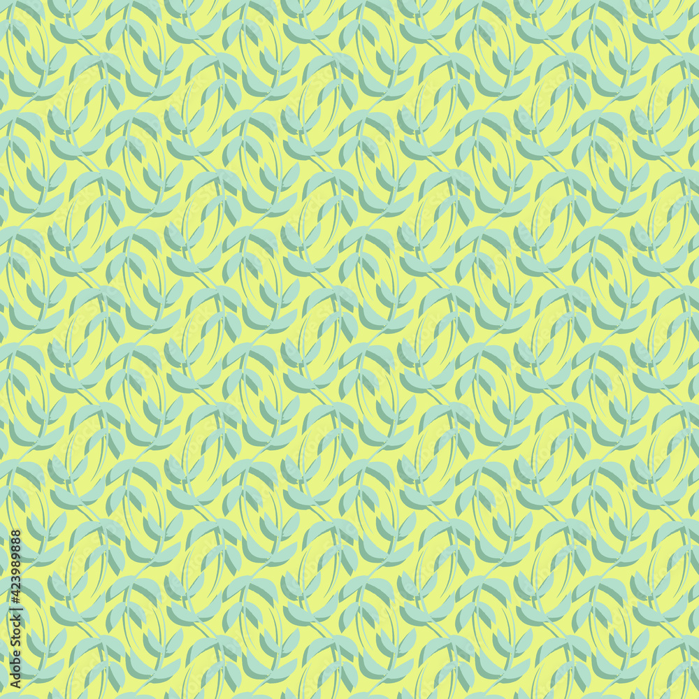 Vector green blue leaves spring seamless pattern 