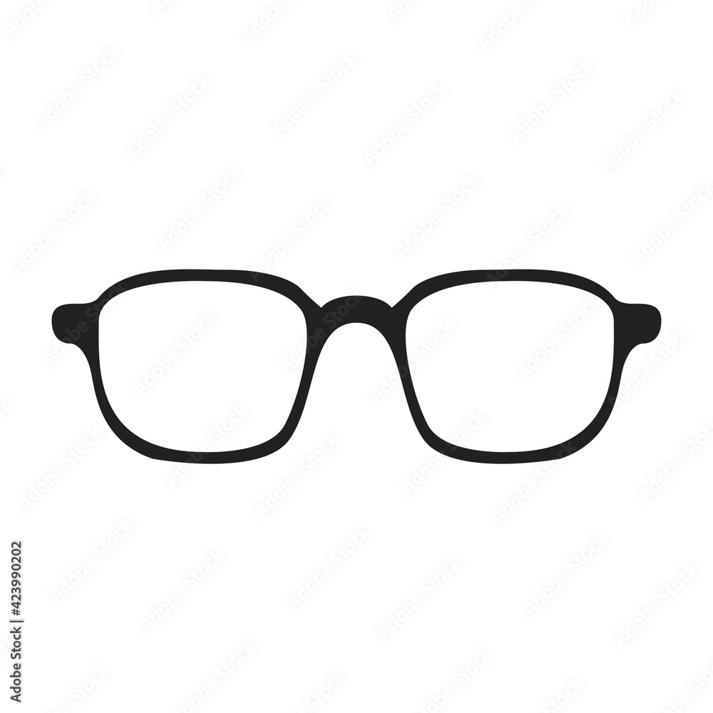 Fototapeta premium Eye glasses icon. Illustration flat style, silhouette isolated on white background.