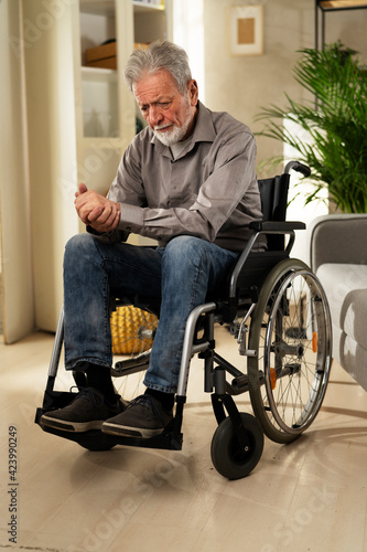 Disabled senior man in wheelchair.