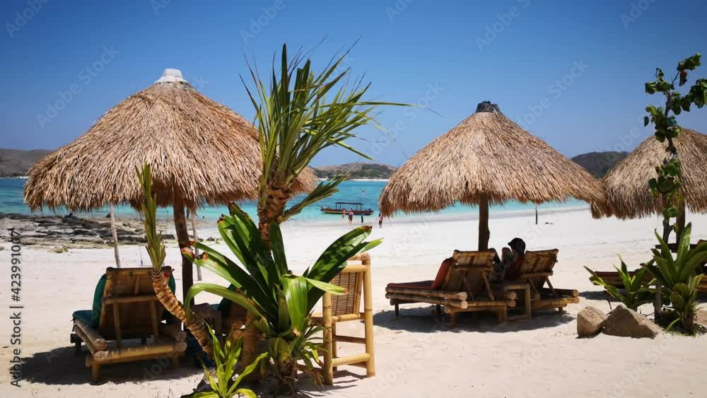 Relaxing atmosphere at beautiful Tanjung Aan Beach, Lombok (Indonesia)