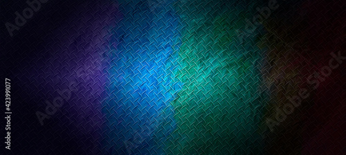Empty dark abstract colorful diamond plate texture background wall and studio room interior texture for display products wall backgroun.illustration