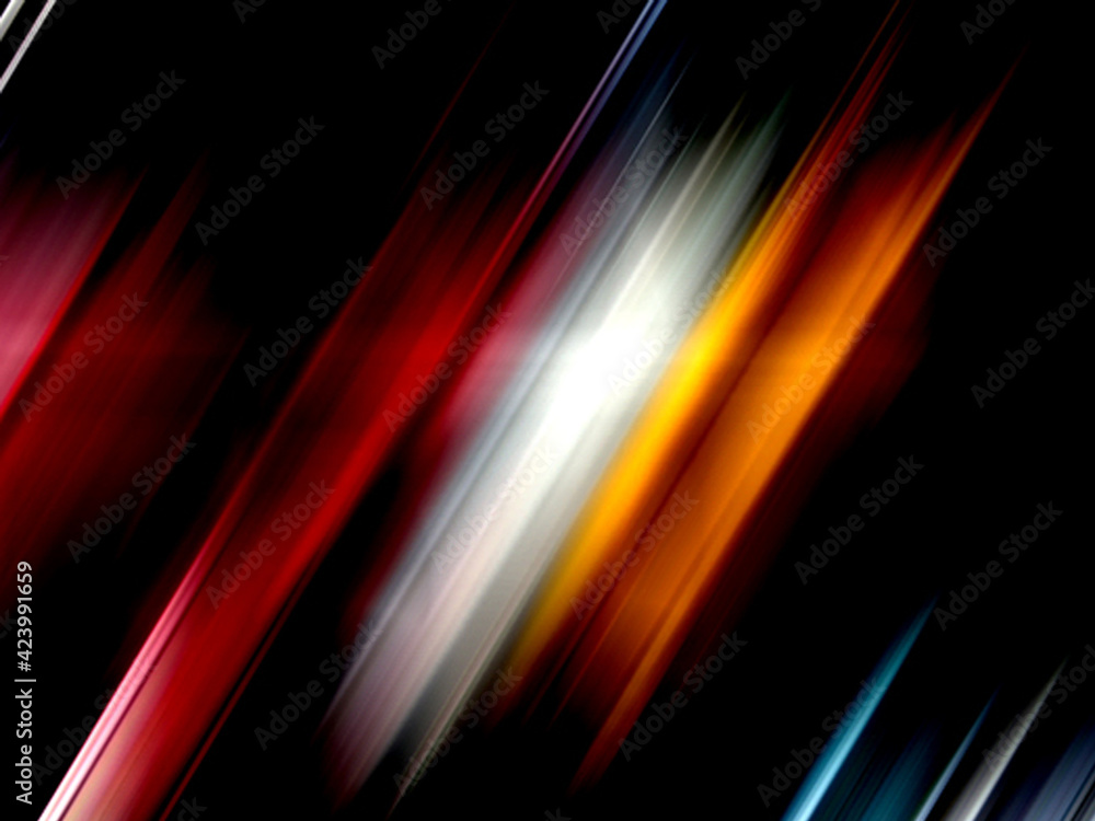 Colorful wide stripes on the black background, futuristic design abstraction