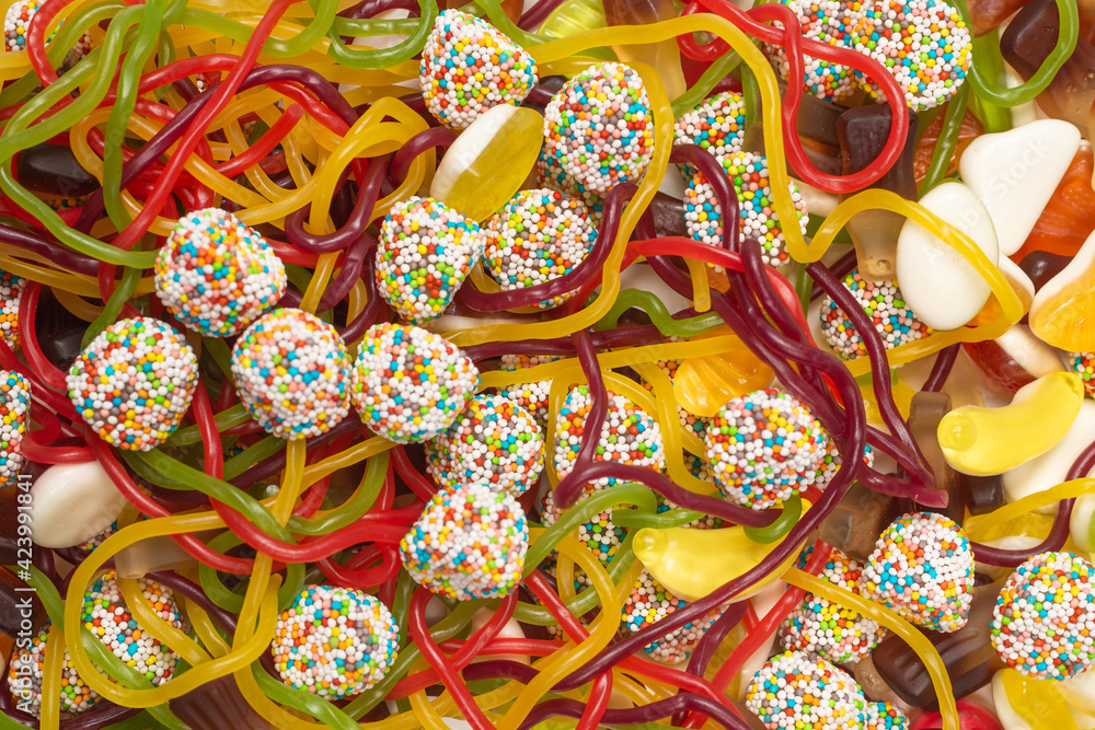 Obraz premium Tasty jelly sweets. Top view.