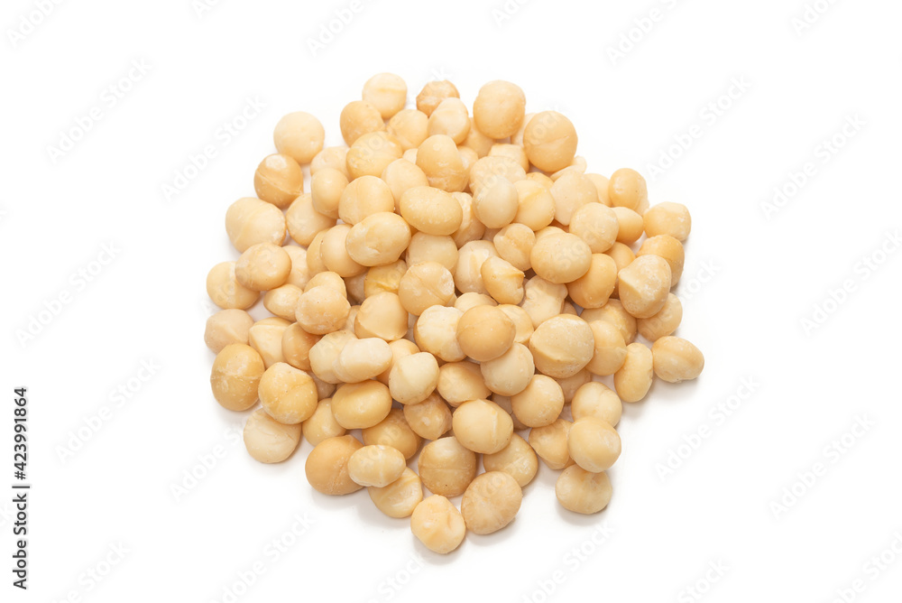 Macadamia nuts isolated on white background. Macadamia nuts isolated on white background.