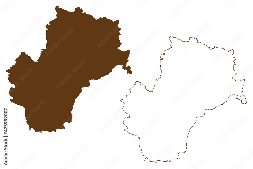 Freising district (Federal Republic of Germany, rural district Upper Bavaria, Free State of Bavaria) map vector illustration, scribble sketch Freising map