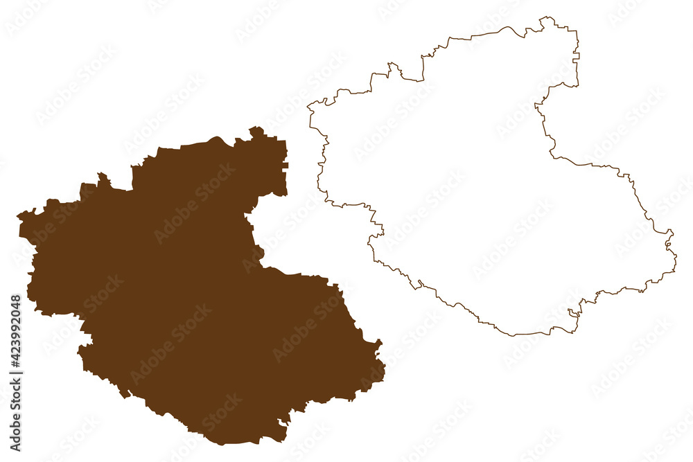 Furth district (Federal Republic of Germany, rural district Middle Franconia, Free State of Bavaria) map vector illustration, scribble sketch Furth map