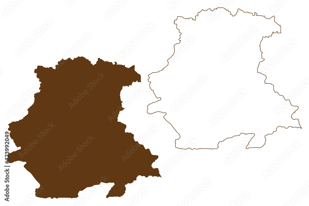 Garmisch-Partenkirchen district (Federal Republic of Germany, rural district Upper Bavaria, Free State of Bavaria) map vector illustration, scribble sketch Garmisch Partenkirchen map