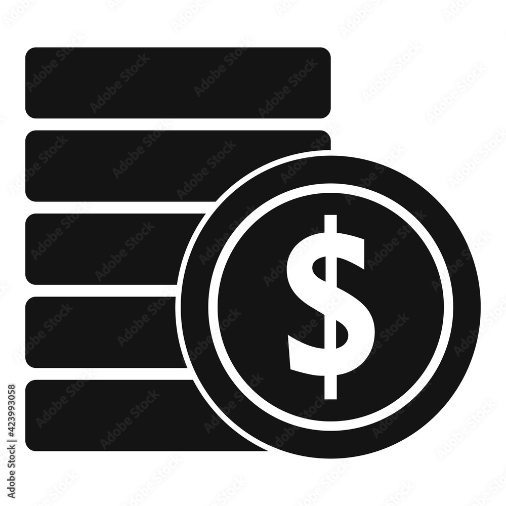 Broker coins stack icon, simple style Broker coins stack icon, simple style