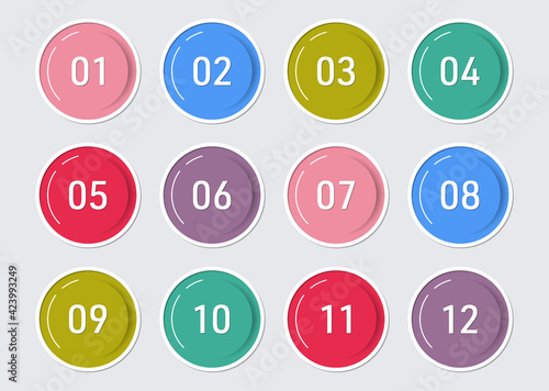 Simple circle web buttons with twelve options