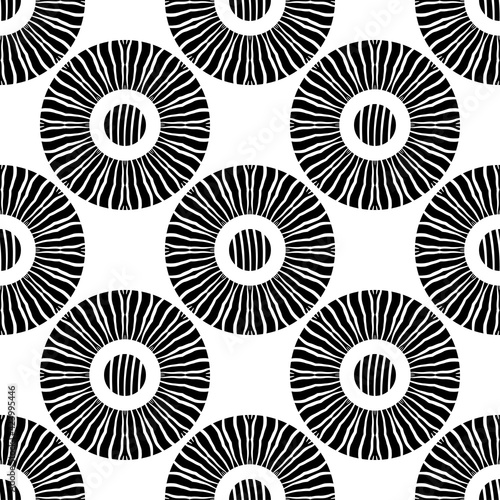 Design with Zebra stripes. Polka dots. Ethnic boho ornament. Seamless background. Tribal motif. Vector illustration for web design or print.