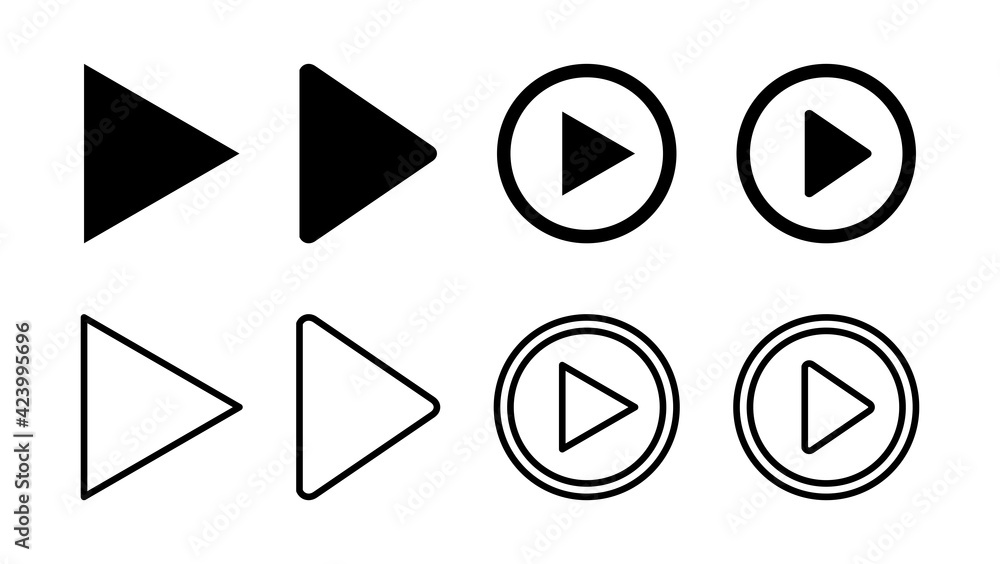 Play Icon set. Play button vector icon Play Icon set. Play button vector icon