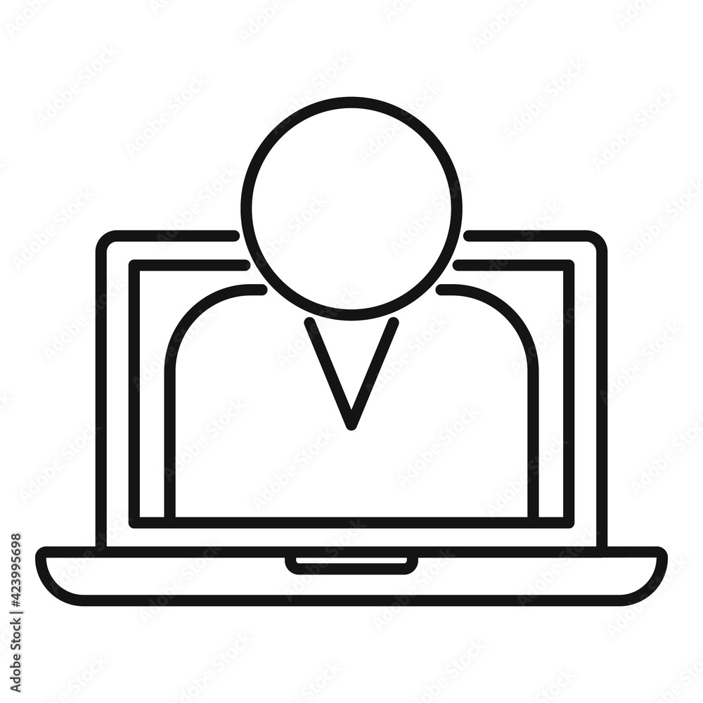 Online laptop broker icon, outline style