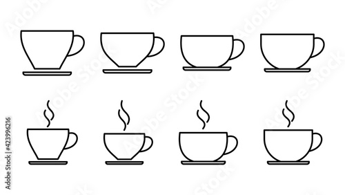 coffee cup icon set. cup a coffee icon vector.