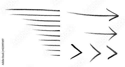 手描きの矢印と線 鉛筆テクスチャ